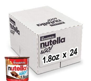 Nutella & GO! Hazelnut and Cocoa Spread with Breadsticks, Snack Pack, Great for Holiday Stocking Stuffers, 1.8 oz each, Bulk 24 Pack