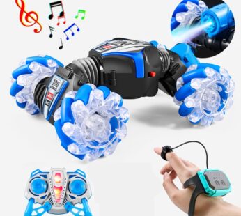 Rc Stunt Car 2.4G Radio Gesture Induction Spray Music Light Stunt Car Remote Control Car 1:24 Off-Road Watch Control Boy Toys