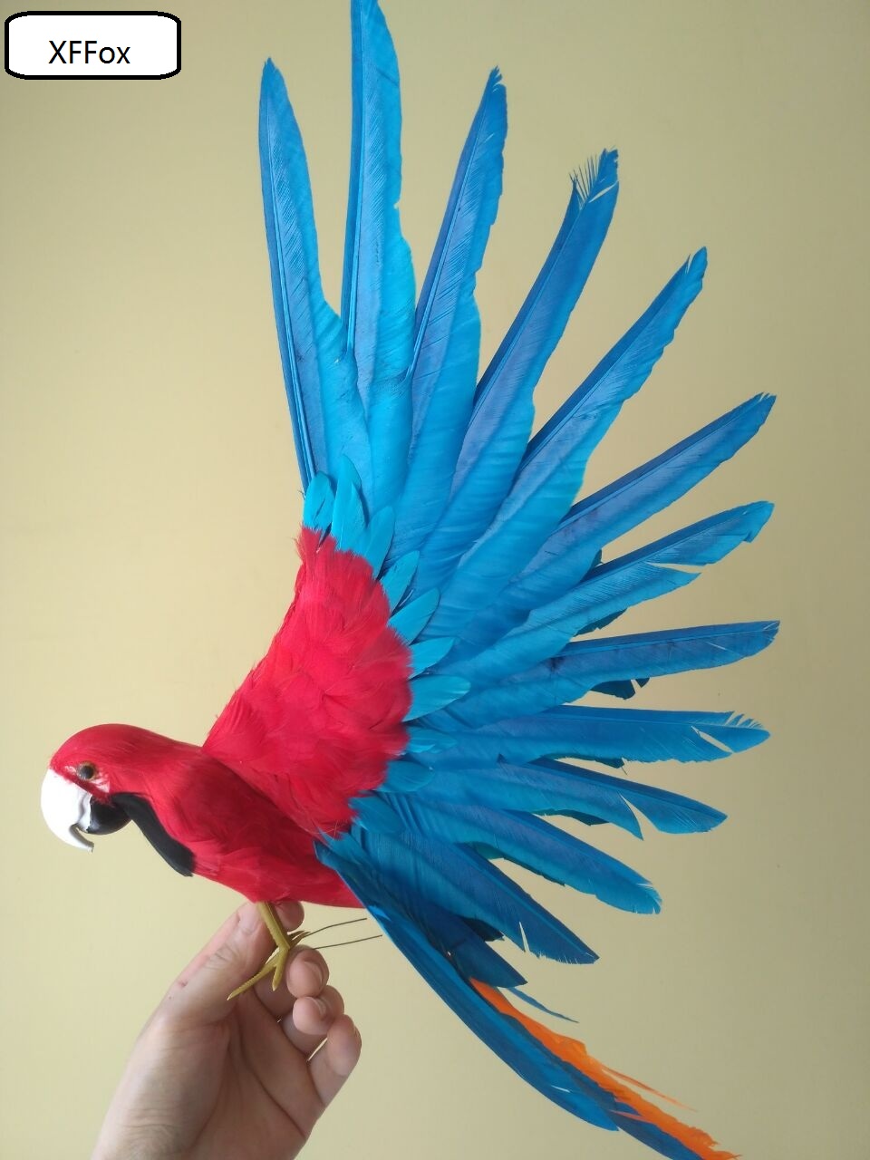 cute real life blue&red parrot model foam&feather wings parrot bird doll gift about 35x50cm d0235